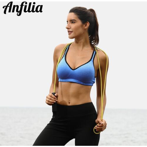 Anfilia Women Sports Bra Medium Impact Solid Cross Strap Yoga Bra Women Padded Yoga Bra Running Workout Breathable Sport Top