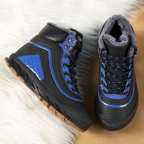 Winter Kid Hiking Boots Men Leather Waterproof Design Hiking Shoes Woman Velvet Cold-resistant Childrens Outdoor Sports Shoes