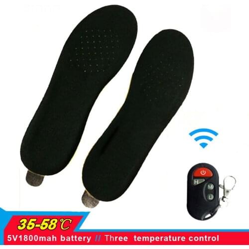 Winter Warm Electric Heating Insoles with Wireless Remote Control Skiing Shoe Pads Thermal Heated Insoles for Outdoor Camping