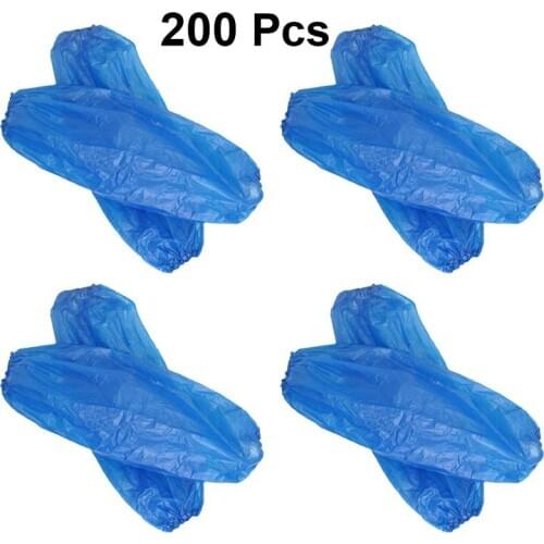 200pcs Disposable Plastic Oversleeves Waterproof Protector Arm Sleeves Covers Cleaning Tools For Home Cleaning Tools(Blue 40*22)