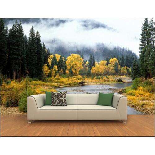 3d wallpaper 3d tv murals non-woven 3 d cypress trees rivers background wall paintings wallpaper