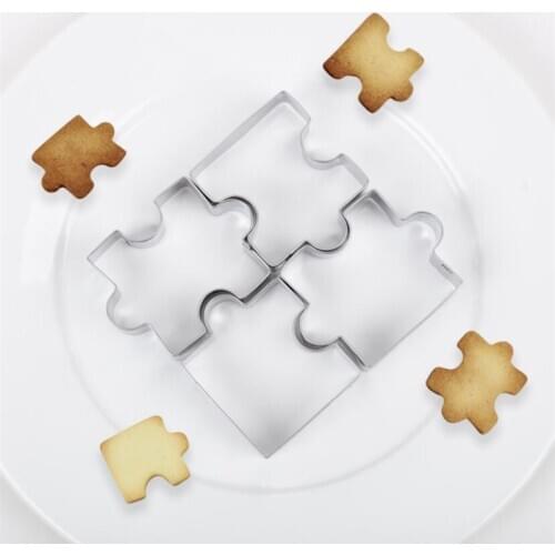 4 Pcs Puzzle Shape Stainless Steel Cookie Cutter Set DIY Biscuit Mold Kitchen Tools Dessert Bakeware Pastry Moulds