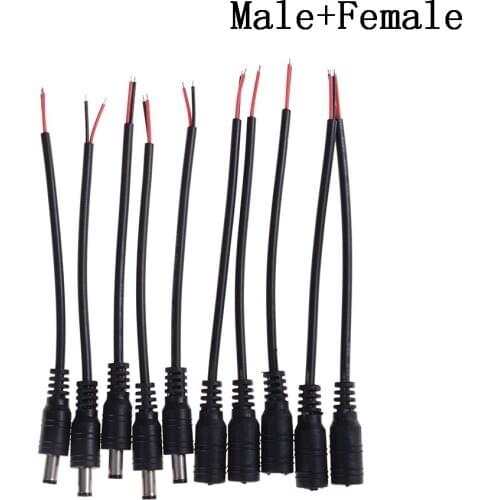 5/10pcs 12V DC Power Plug Male And Female DC Connector Cable For Led Strip Light 3528 5050 Power Supplies Female Plug 5.5X2.1mm