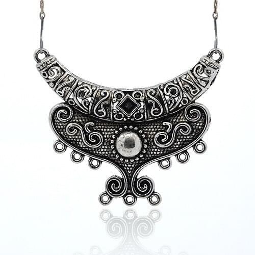 5pcsTibetan Style Alloy Chandelier Component Links, for Necklace Design, Moon, Antique Silver Color, 53x62.5x7mm, Hole: 2mm