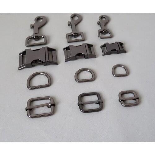 50Sets/Lot Wholesale Metal Carabiner Half D Ring Buckle Hardware Adjuster Clip Hook Dog Collar Leads Paracord Clasp Accessory