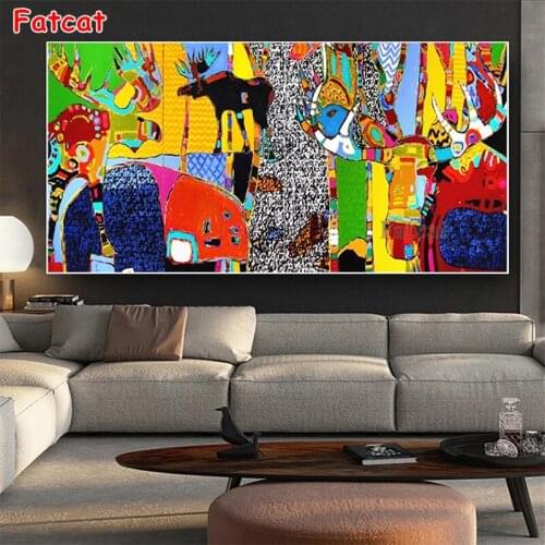 Diamond Embroidery Large-scale abstract animal art Full Square round Diamond Mosaic Art Painting Cross Stitch Wall Decor PP2414