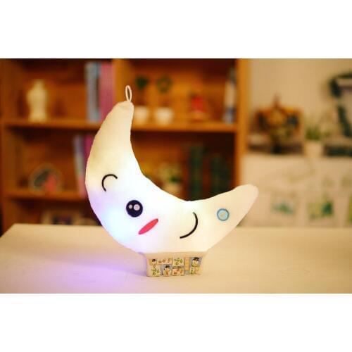 Free Shipping Moon Pillow Plush Toys Cute Luminous Pillow Toy Led Light Pillow Glow in Dark Plush Pillow Doll Toys for Children