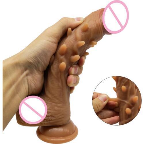 Soft Spiked Realistic Big Dildo Suction Cup Flesh Penis Sex Toys for Woman G Spot Stimulator Huge Dick Female Soft Barbed Cock