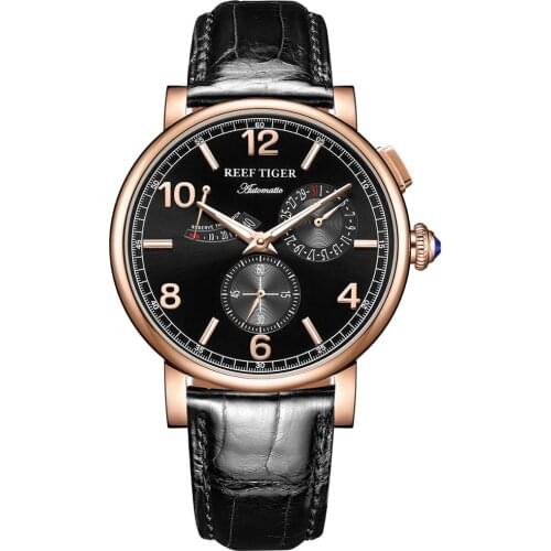 Wrist watch men,mens automatic watches Reef Tiger luxury 50M waterproof man business mechanical wristwatch power reserve RGA1978