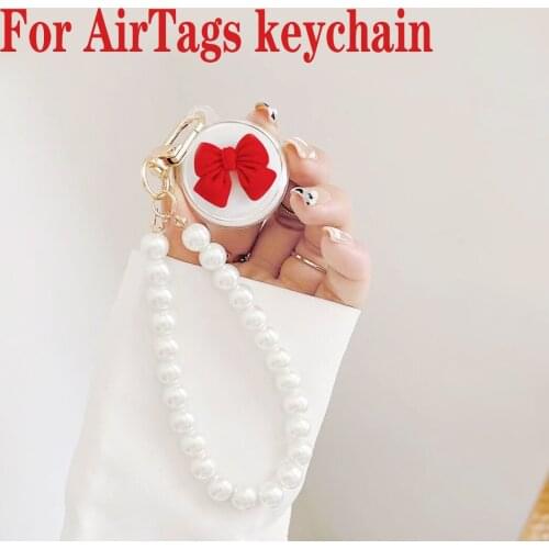 For AirTag case Luxury keychain Cute Pearl butterfly clear Case for Air Tags Locator Tracker Anti-lost Protective Cover
