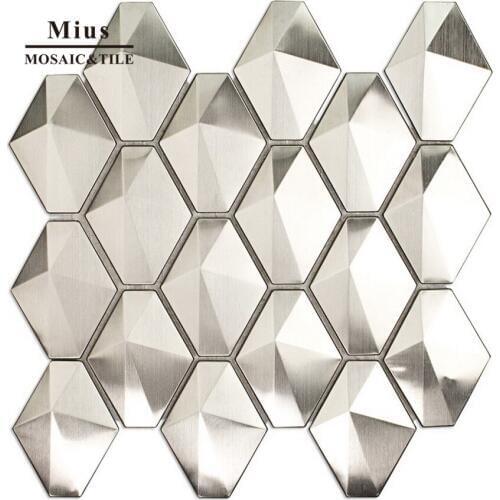 Cheap price 3D silver stainless steel metal mosaic tile for home decoration