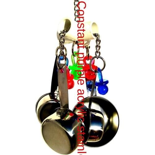 Parrot toys Toy bird Stainless steel nibbling toy Four-pot string 232g