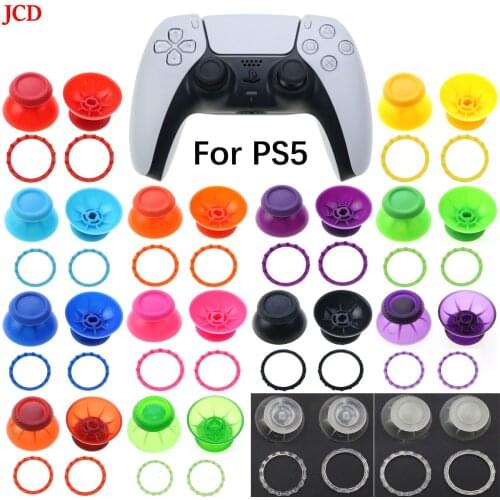 JCD 1 Set Analog Cover 3D Thumb Sticks Joystick Thumbstick Mushroom Cap For Sony PlayStation 5 PS5 & with Accent Rings