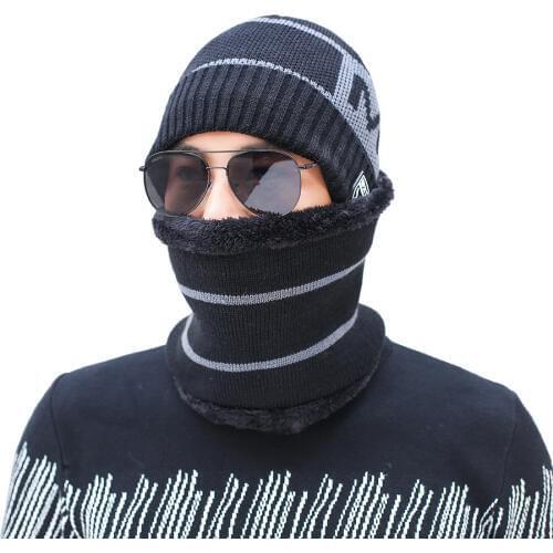 2019 Mens Winter Hat Scarf Set Warm Hats Scarves 2 Pieces Set For Male
