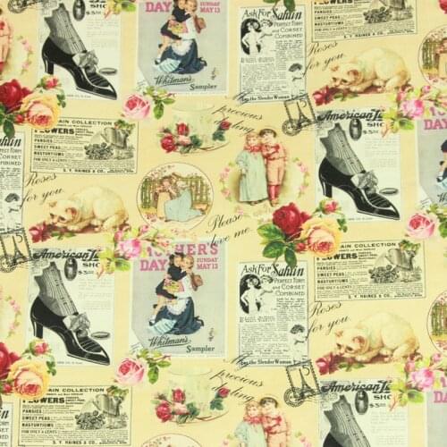 Korean Import Angels Flowers Characters Fruit Print Cotton Fabric for Girl Clothes Hometextile Bag Cushion Cover Sewing-BK557