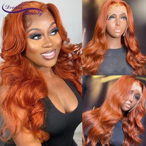 Ombre Red Wavy 13X4 Lace Front Wig 180% Lace Front Wig Red 4X4 lace closure Wigs Brazilian Lace Front Human Hair Wigs For Women