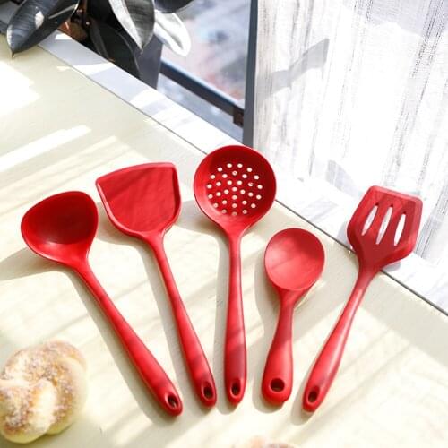 Non-stick Silicone Spatula Spoon High Temperature Resistant Silicone Cooking Tool Five-piece Household Kitchen Cooking Spatula