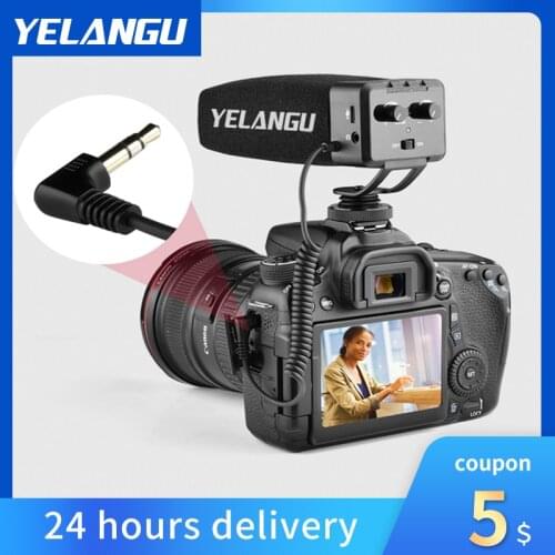 YELANGU Camcorder Professional Interview Microphone Built-in Battery Condenser 3.5mm Audio Plug for DSLR Camera video Microfone
