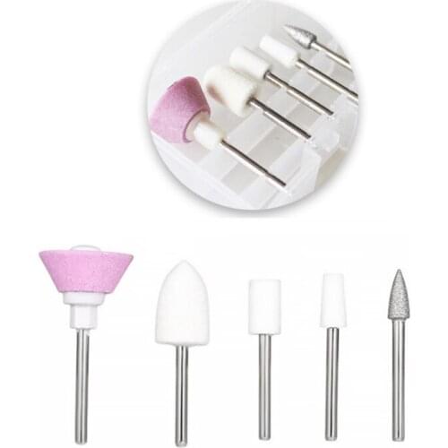 5Pcs Mill Drill Bits Set Professional Manicure Pedicure Polishing Tools Set Nail Drill Machine Heads Set Nail Accessory