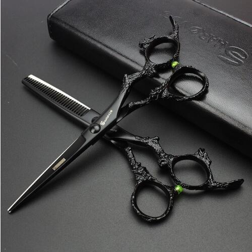 6 Inch Black Hair Cutting Scissors Hairdresser Kits Clipper Japanese Hairdressing Scissors Hot Hair Shears for Barber Scissors