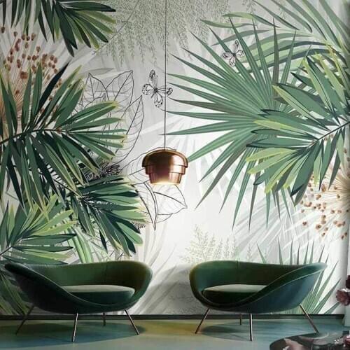 Custom 3D Mural Wallpaper Tropical Plants Rainforest Palm Leaf Interior Bedroom Dining Room Living Room Photo Wall Decoration