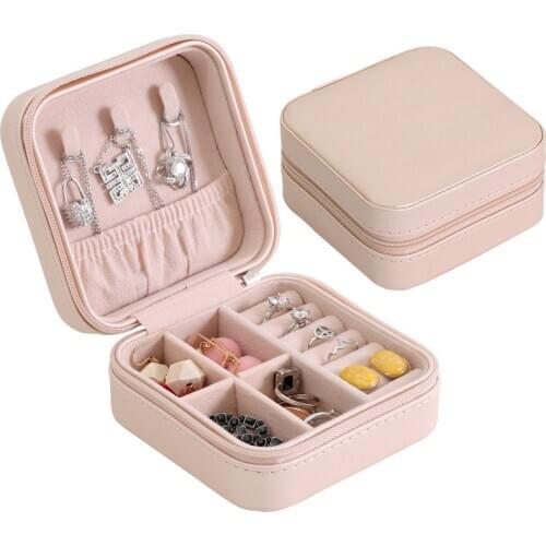 2019 New women pink/black white 10x10x5cm Travel Portable jewelry box Stud Earring Earring ring jewelry storage box, Convenience zip storage box