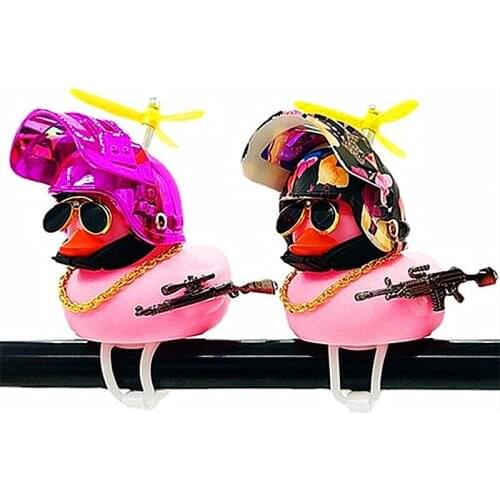 Pink Duck Car Ornament Dashboard Toy Cute Car Accessories Pink Helmet Duck Bicycle Motorcycle Cute Decoration Gift for Girls