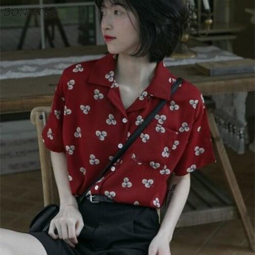Shirt Women Print Chic Retro Preppy Clothing Female Vintage Harajuku Ullzang Summer Fashion Casual Lazy Party Popular Streetwear