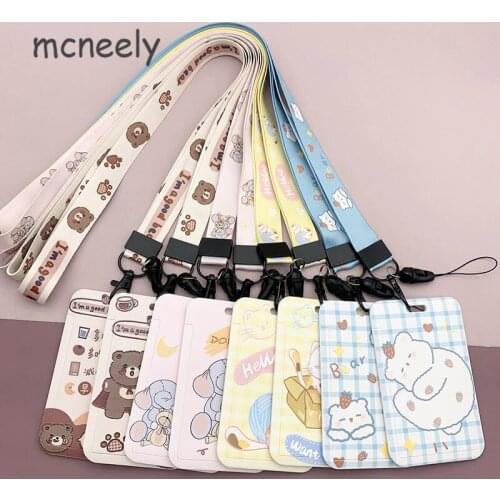Cartoon Animal Student Childlike Lanyard ID Badge Holder Bus Pass Case Cover Slip Bank Credit Card Holder Strap Hand Long Rope