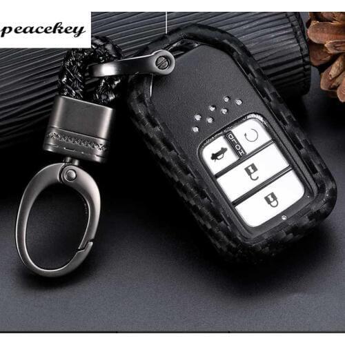 Carbon Fiber Silicone Car Key Case Cover Key ring For HONDA civic 2017 Accord Civic CRV Pilot Fit 2007 2008 2009 2010 2011 2012