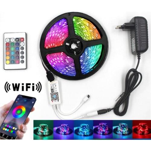 WIFI LED Strip Lights 5M 10M 15M RGB LED Light 2835 SMD Flexible Ribbon Waterproof Tape Diode DC 12V IR24 key Bluetooth Control