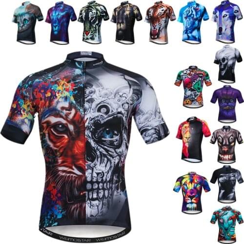 Weimostar Mens Cycling Jersey Skull Pro Bicycle Shirt Cycling Clothing Maillot Ciclismo Comfortable Mountain Bike Jersey Tops