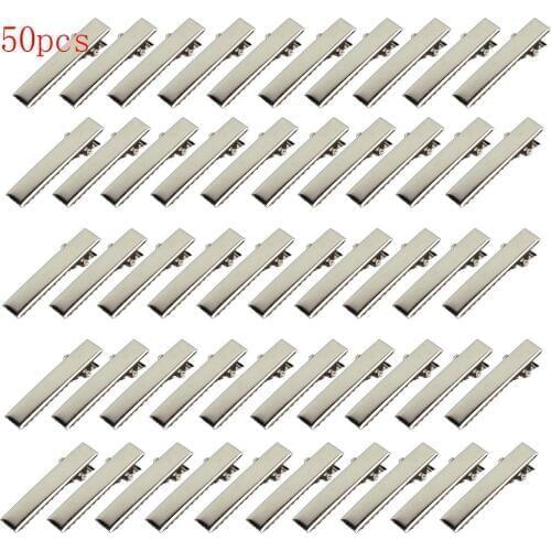 50PCS Silver Alloy Alligator Hair Clips Barrette For Bows DIY Accessories Hairpins Sewing Clips