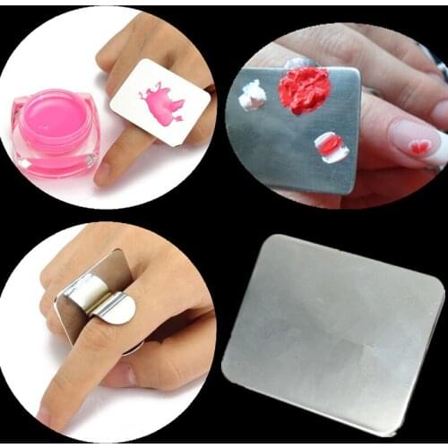 1PC Stainless Steel Art Metal Finger Ring Palette Nail Polish Painting Color Pigment Holder Storage Plate Case