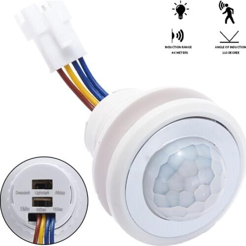 1pc PVC Mini LED PIR Infrared Body Motion Detector Control Switch Light Lamp for Toilet Hallway Stairs Aisle