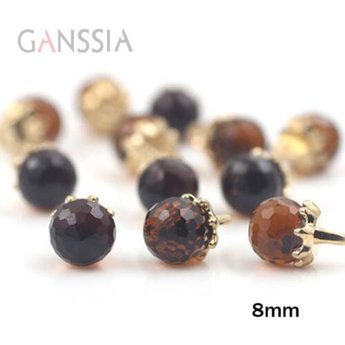 10pcs/lot Size:8mm Beautiful Coffee imitation crystal round buttons, Sewing buttons for shirt buttons (SS-98-4)