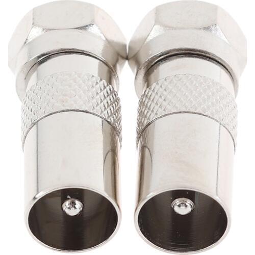 2Pcs/lot F Type Male Plug Connector Socket To RF Coax TV Aerial Male Adapter High Quality