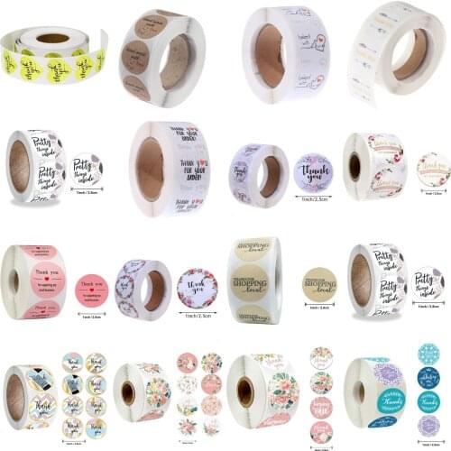 500pcs/roll Thank You Stickers For Seal Labels 1 Inch Gift Packaging Stickers Birthday Party Offer Stationery Sticker