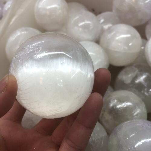 60mm Gesso Selenita Satin Spar Natural Bola Esfera De Cristal de Presente