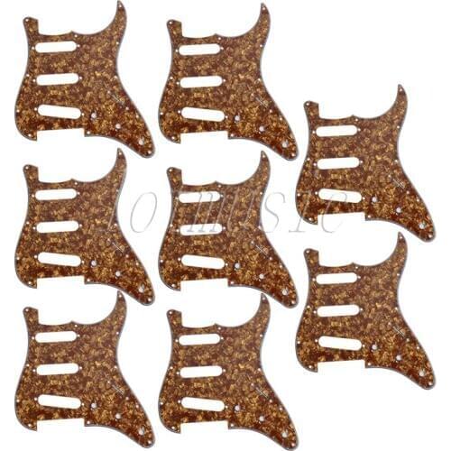 8Pcs CinnamonPearl 3 Ply 11 Hole SSS Pickguard For Electric Strat Guitar Replacement