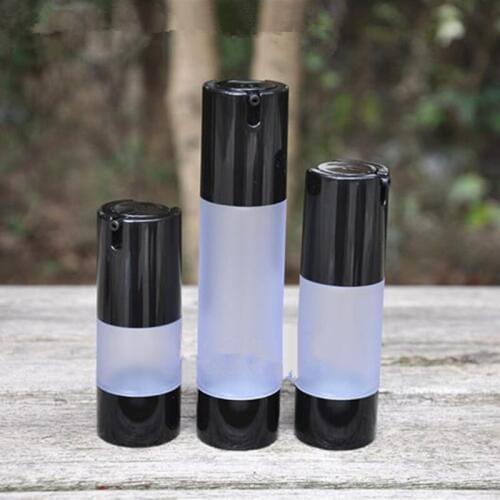 15ml 30ml black frosted airless vacuum pump lotion bottle with pump, frost 50ml plastic Refillable Bottles F20171105