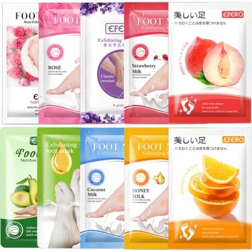 EFERO 30Pair Foot Peeling Mask Foot Exfoliating Feet Mask Foot Patches Whitening Smooth Dead Skin Remover Pedicure Socks Spa