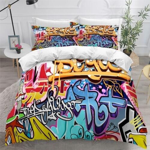 Eurppe and America Duvet Cover Set Bedding Sets Comforter Case Pillowcase King Queen Double Single Size 3D Graffiti Linens Bed