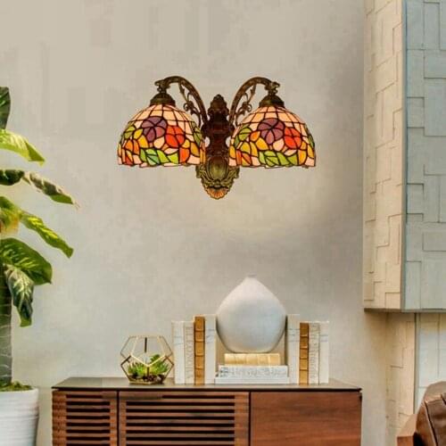 European-Style Retro Creative Corridor Double-Headed Wall Lamp American-Style Creative Colored Glass Living Room Glass Lamp
