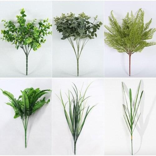 1PC Artificial Adornment Grass Green Plant leaves artificial leaf plants home decoration Photography Prop Background Accessories