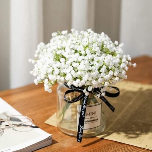 1 Bouquet Artificial Gypsophila White Babies Breath Flowers For Home Decor Fake Flower Wedding Bride Bouquet DIY Wreath Supplies