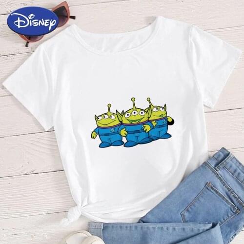 Disney Toy Story Alien Cartoon Tees Teens Girls T-shirt 90s Animation Classic T Shirts Y2k Fashion Women T-shirts Plus Size