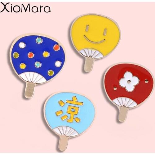 Summer Cool Fan Series Enamel Pin Hand Held Fan Lapel Brooch Badge Hat School Bag For Girls Women And Kid Outdoor Gift Wholesale