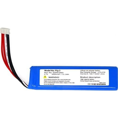 7XINbox 3000mAh Li-ion Battery For JBL Speaker GSP872693 P763098 03 JBL Flip 3 Speaker Battery Only for JBL Flip 3 Battery