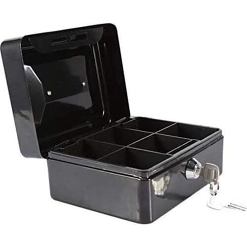 Small Safe Cash Box With Key Lock Portable Storage Metal Box Coin Box With Locking For Organize Coins Checks Valuables